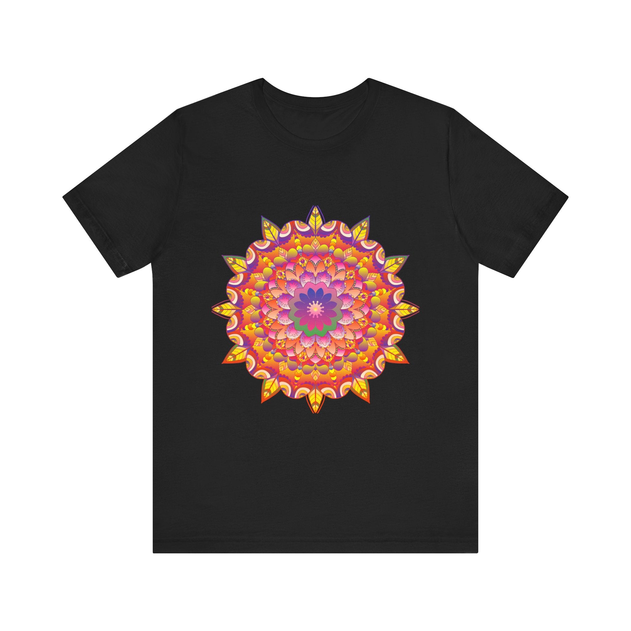 Vibrant Mandala Tee - Psychedelic Art: A colorful and intricate mandala design adorns this eye-catching t-shirt