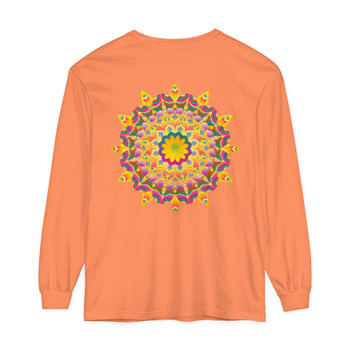 Colorful psychedelic mandala long sleeve t-shirt with intricate geometric design