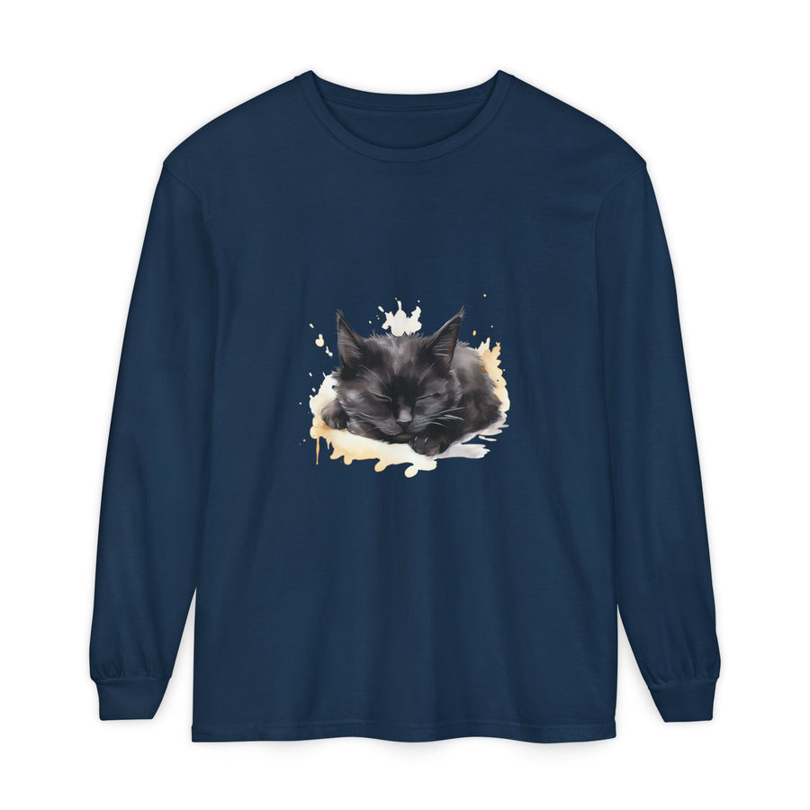 Full Sleeve Tee | Sleepy Cat Watercolor