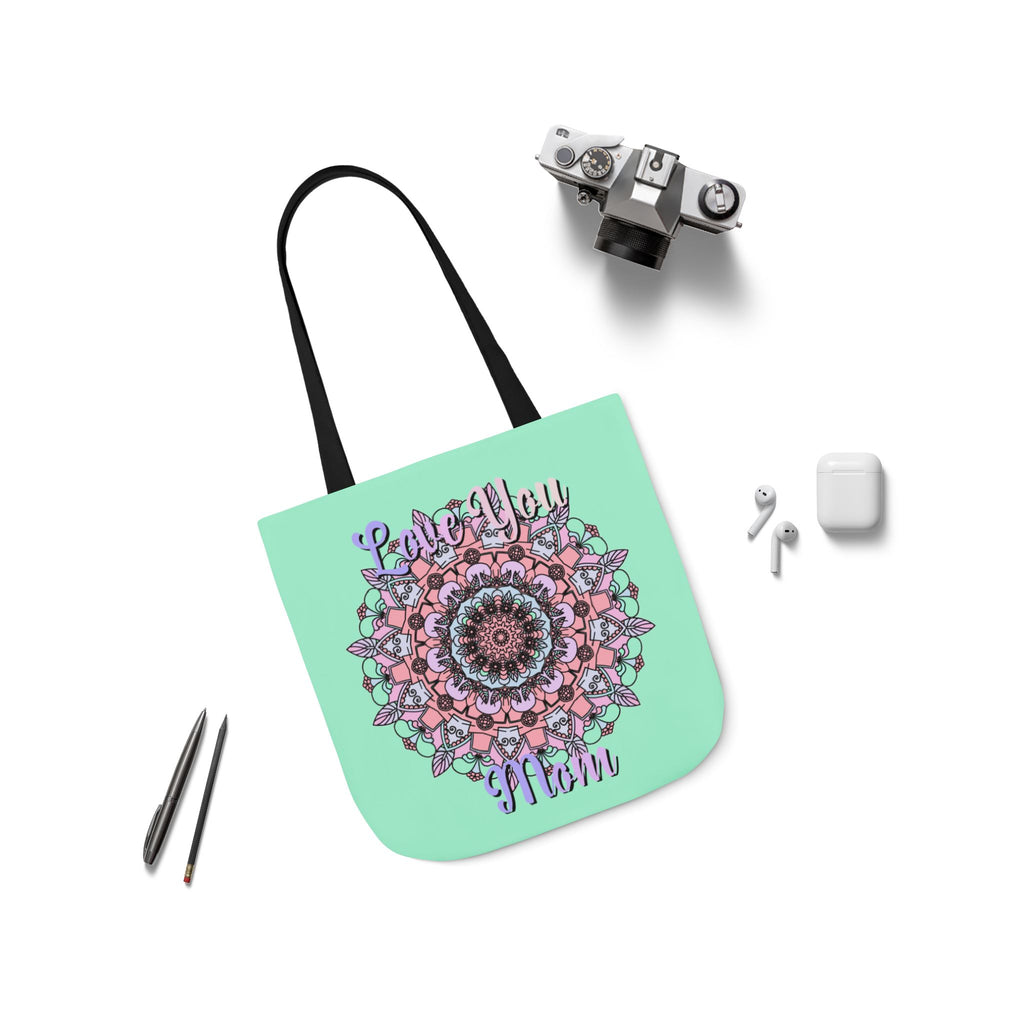 Mandala 'Love You Mom' Canvas Tote — Floral Mother's Day Gift Bag