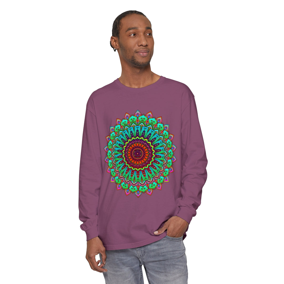 Vibrant Mandala Long Sleeve T-Shirt - Spiritual Art 28