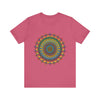 Intricate Mandala Meditation Tee featuring vibrant and colorful design for peaceful meditation