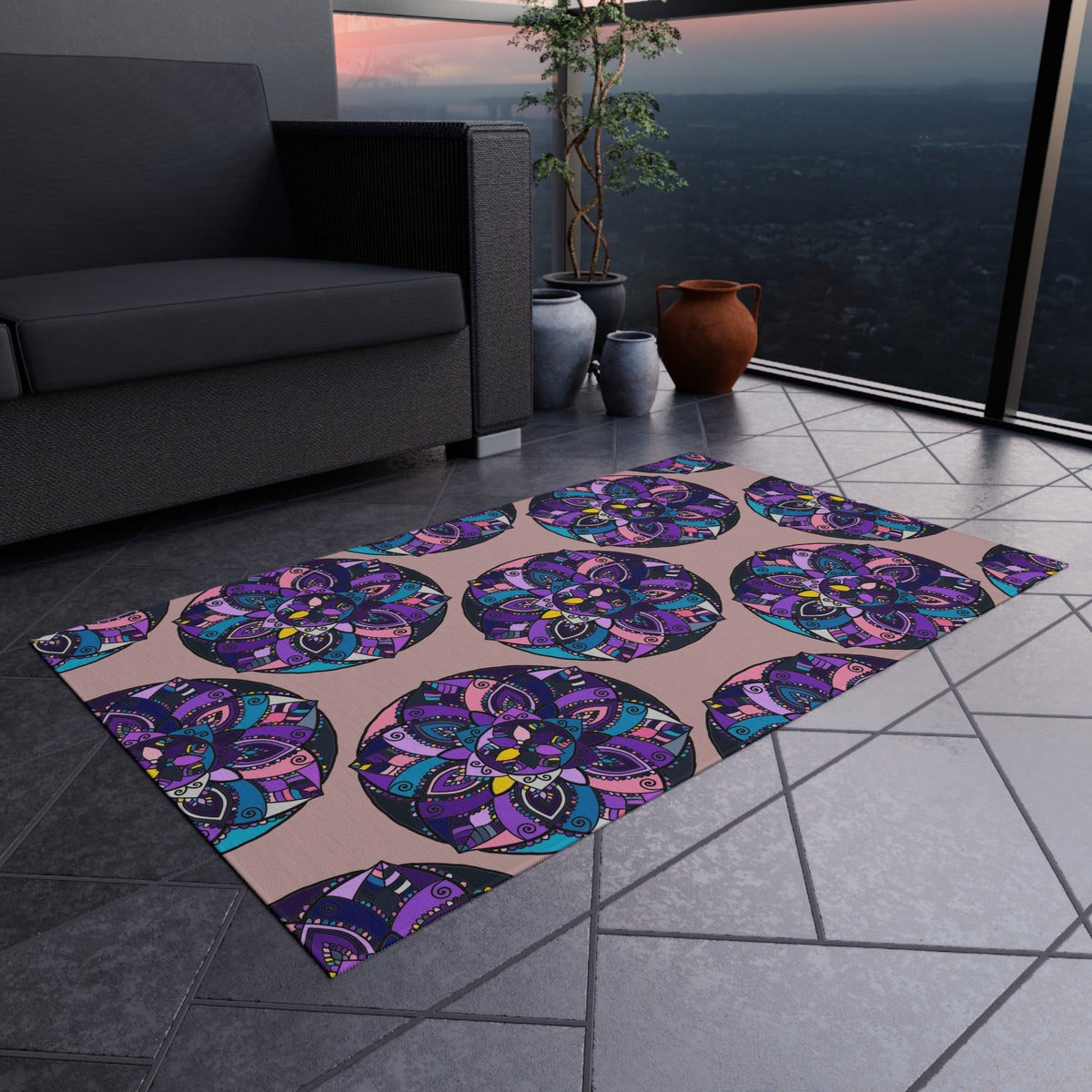 Boho-Lila-Mandala-Outdoor-Teppich