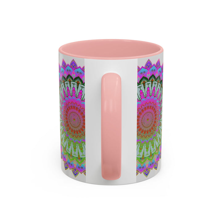 Intricately designed mandala art mug with colorful and vibrant design