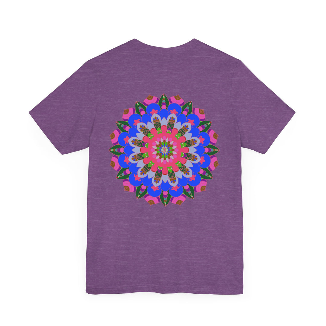 A colorful and intricate mandala design adorns this Vibrant Mandala Tee - Spiritual Peace & Harmony creating a sense of tranquility and balance