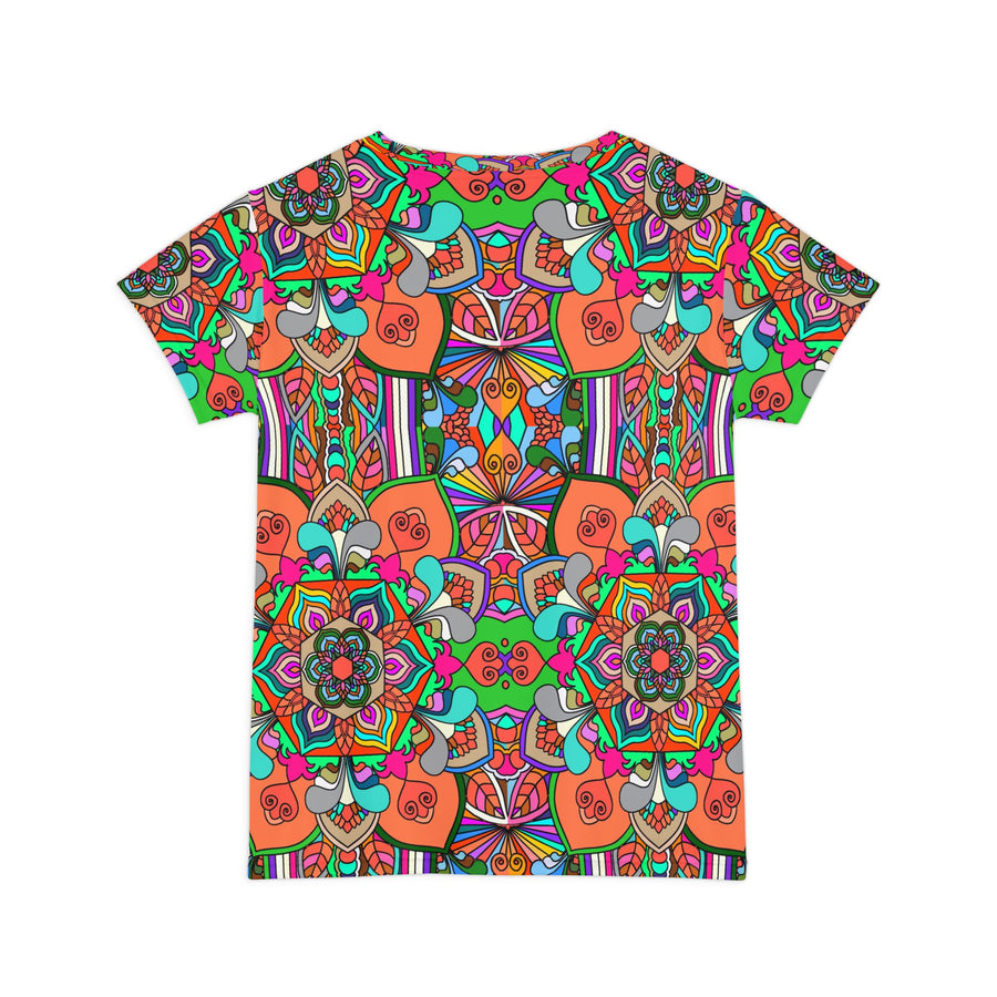 Psychedelic Mandala Kaleidoscope Women's Short Sleeve Shirt - Bright Retro Boho AOP