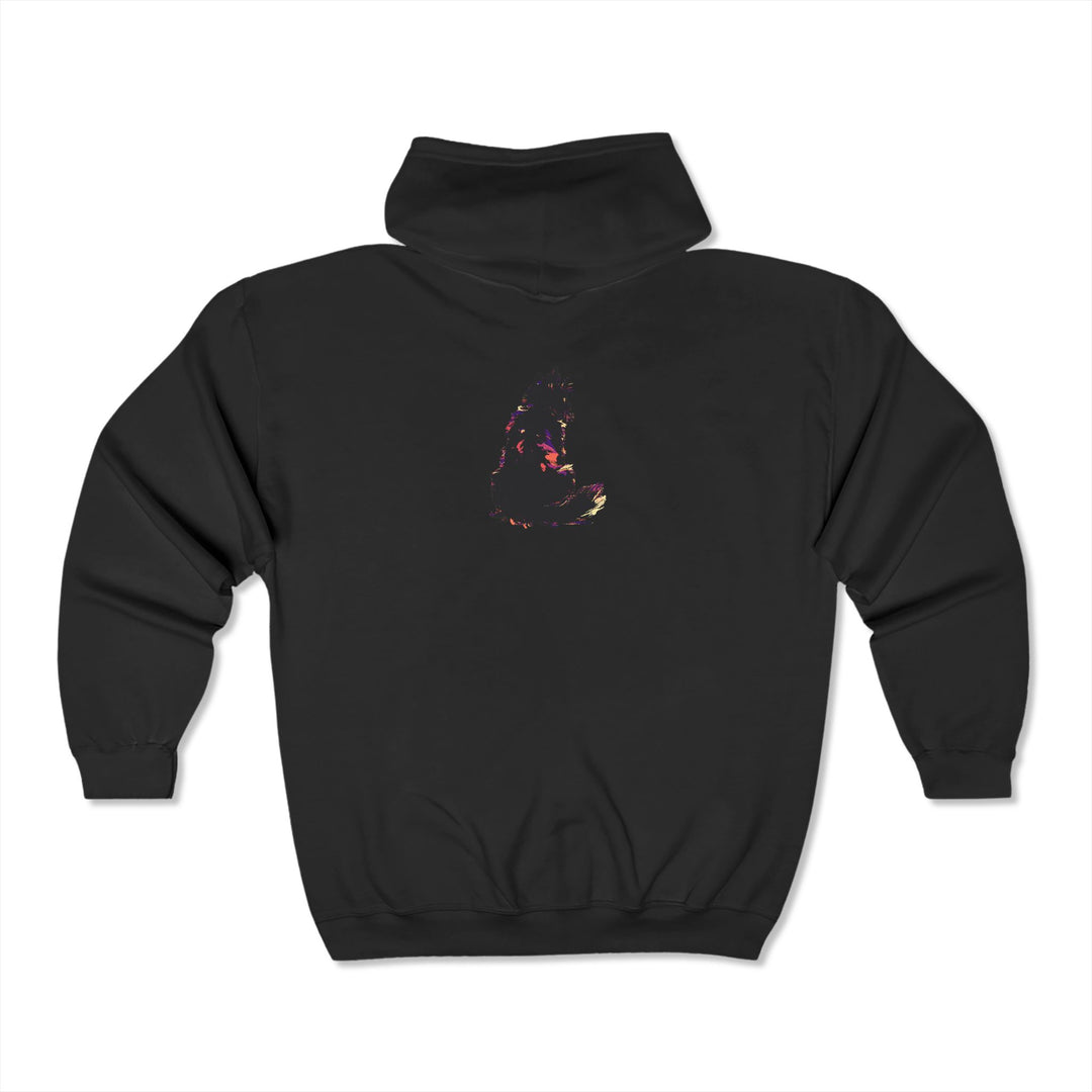 Hoodie featuring a mesmerizing watercolor artwork of a mystical black cat