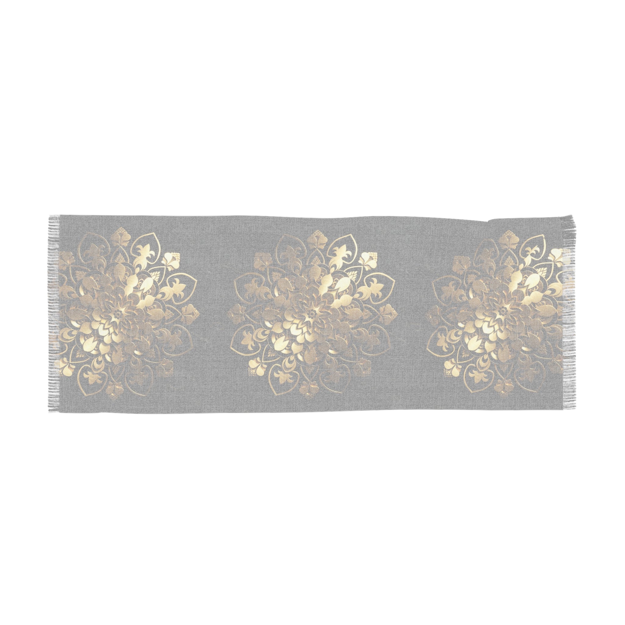 Gold Mandala Black Marble Luxury Scarf