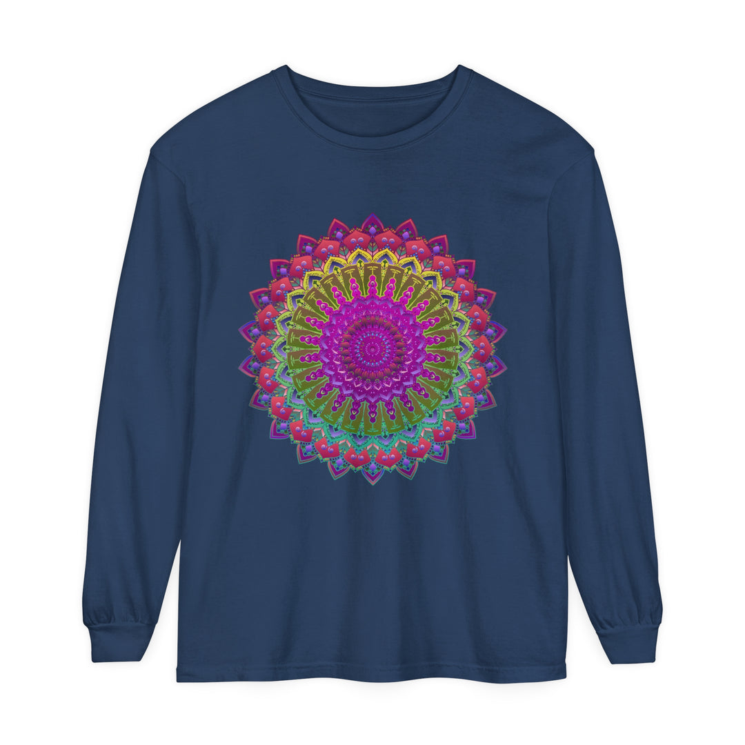 Vibrant Mandala Unisex Long Sleeve T-Shirt for Bohemian and Free-spirited Style