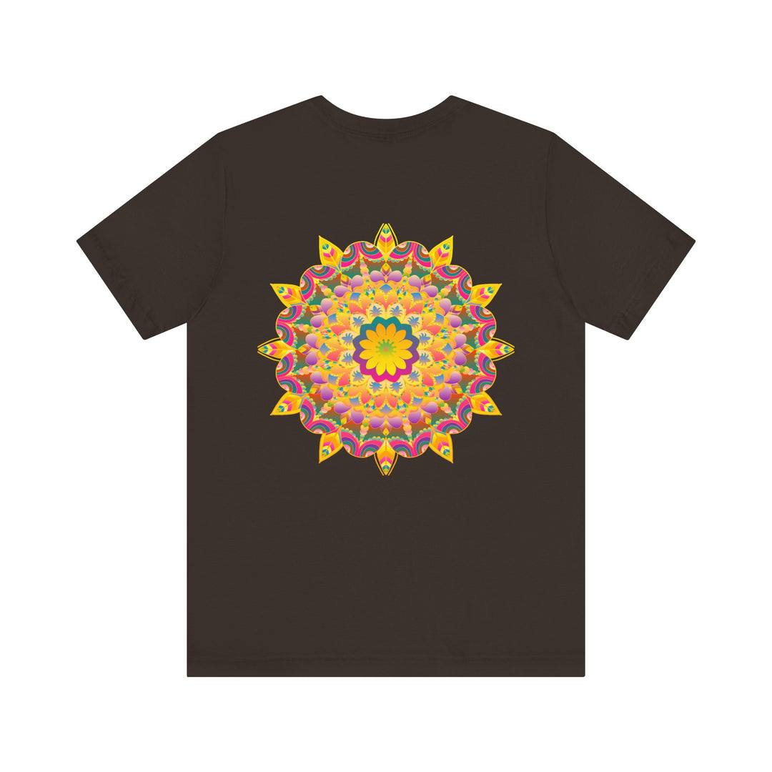 Vibrant Mandala Tee with intricate design, promoting peace and harmony