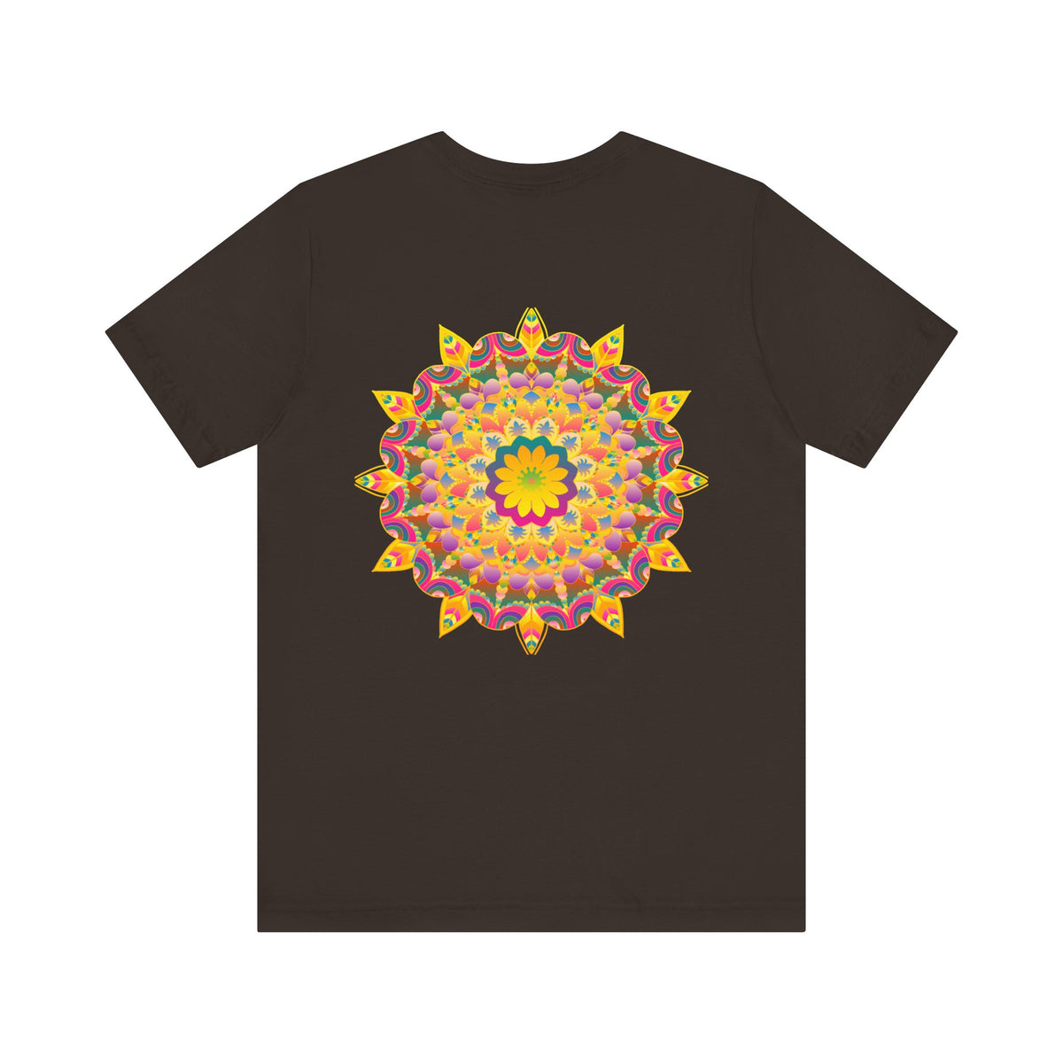 Vibrant Mandala Tee with intricate design, promoting peace and harmony