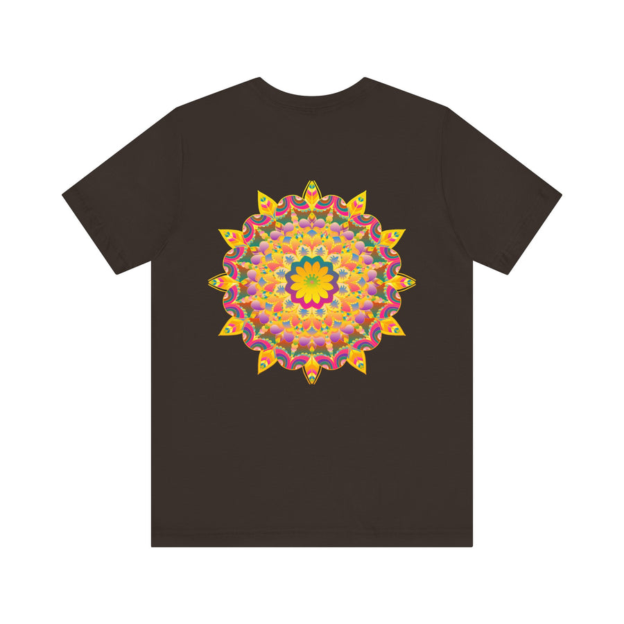 Vibrant Mandala Tee with intricate design, promoting peace and harmony