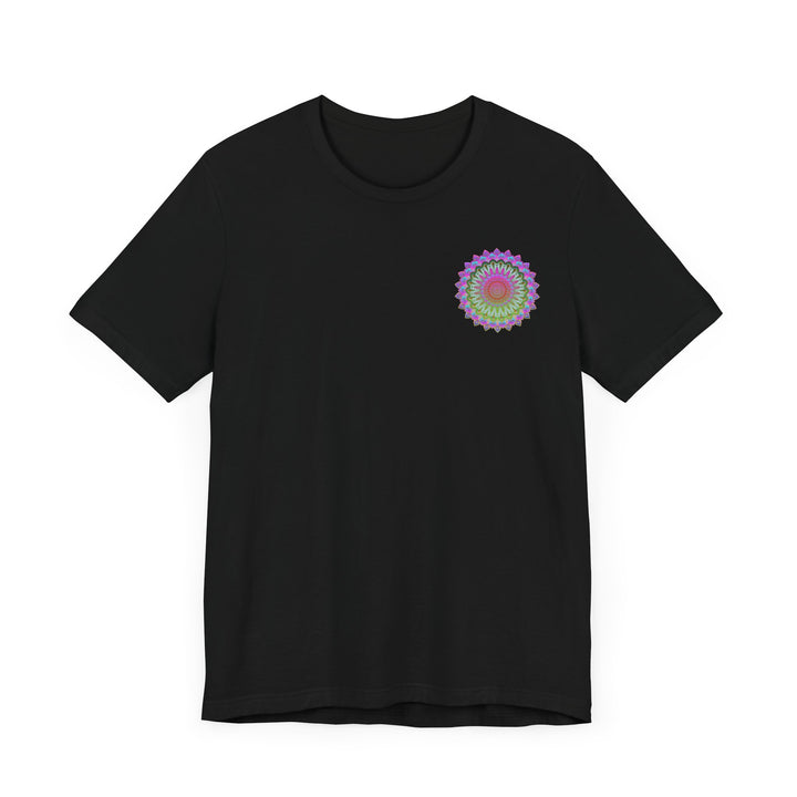 Colorful mandala tee with intricate design representing spiritual peace and harmony, perfect for yoga and meditation practice