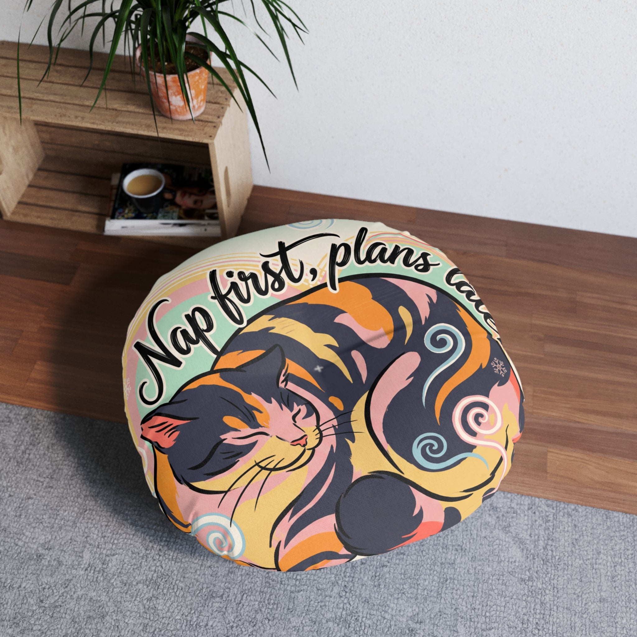 Cozy Ukiyo-e Cat Floor Pillow Cushion