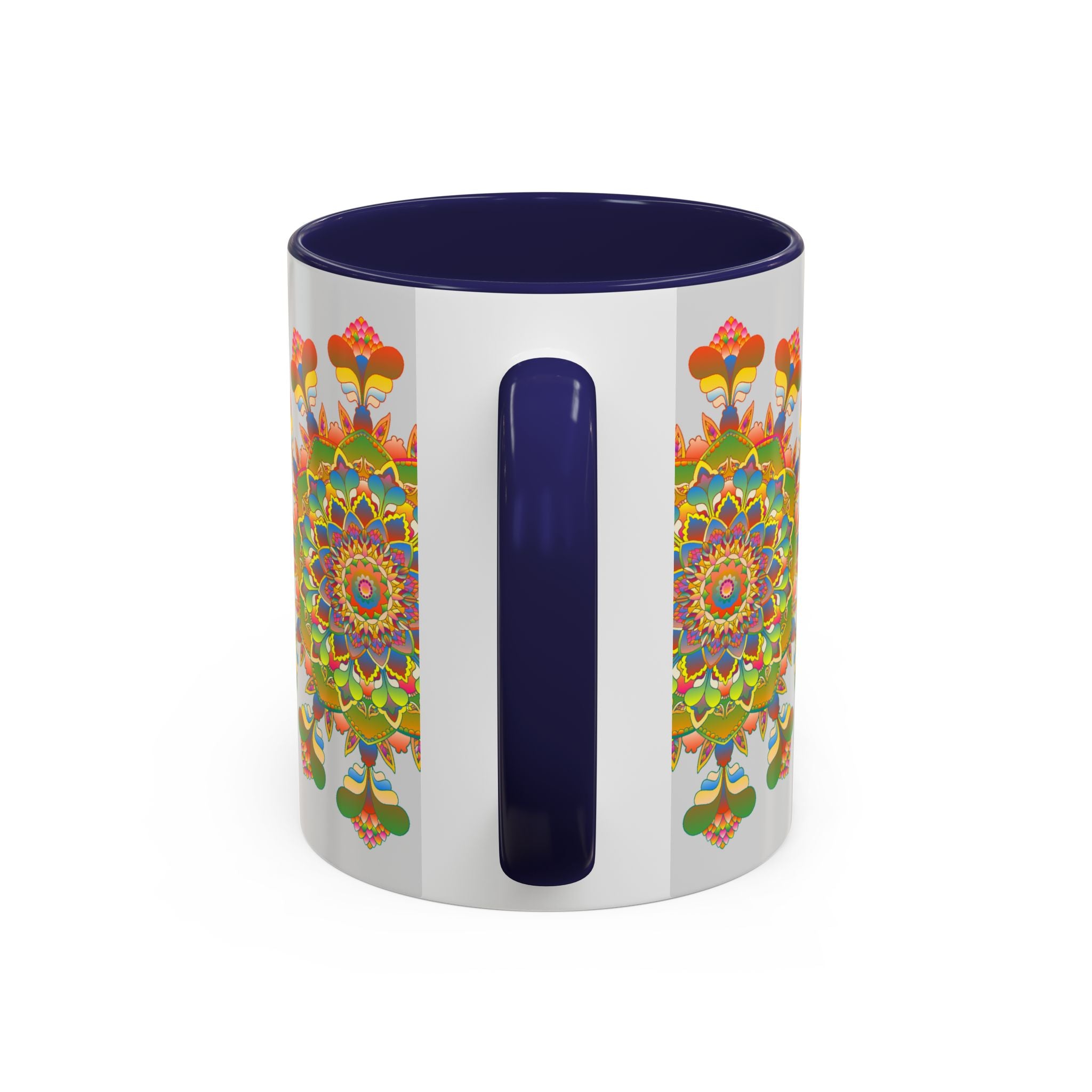 A vibrant, handcrafted Mandala Art Mug with a colorful and intricate design