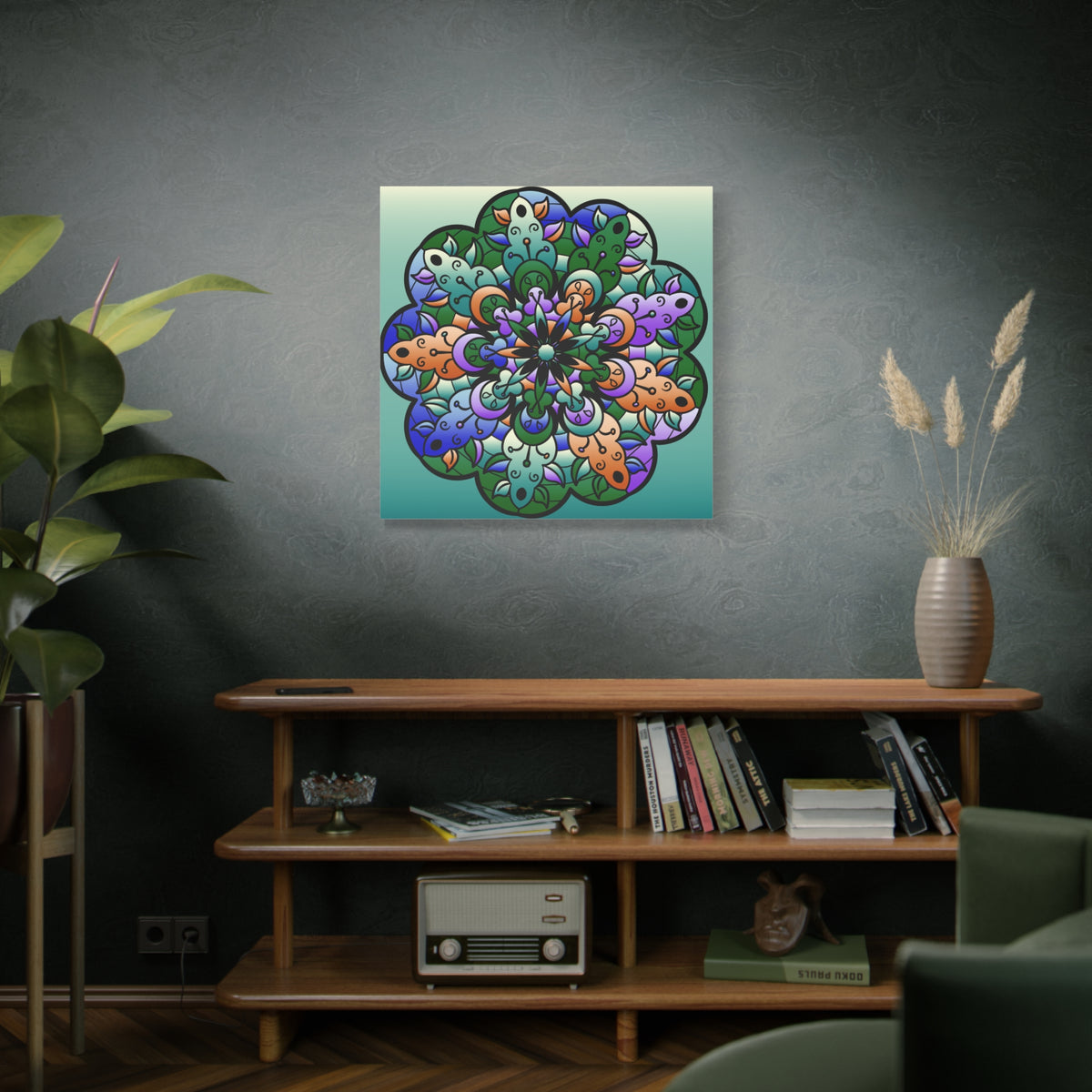 Floral Mandala Matte Canvas Print — Colorful Stretched Wall Art