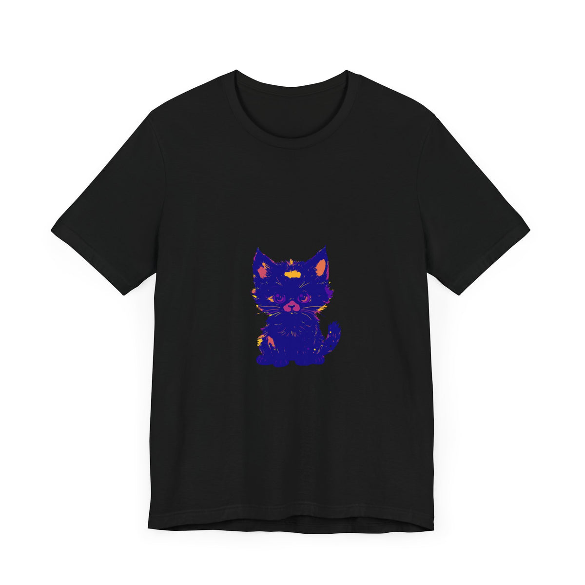 Blue Cat T-Shirt with a distinctive and captivating Black Cat print