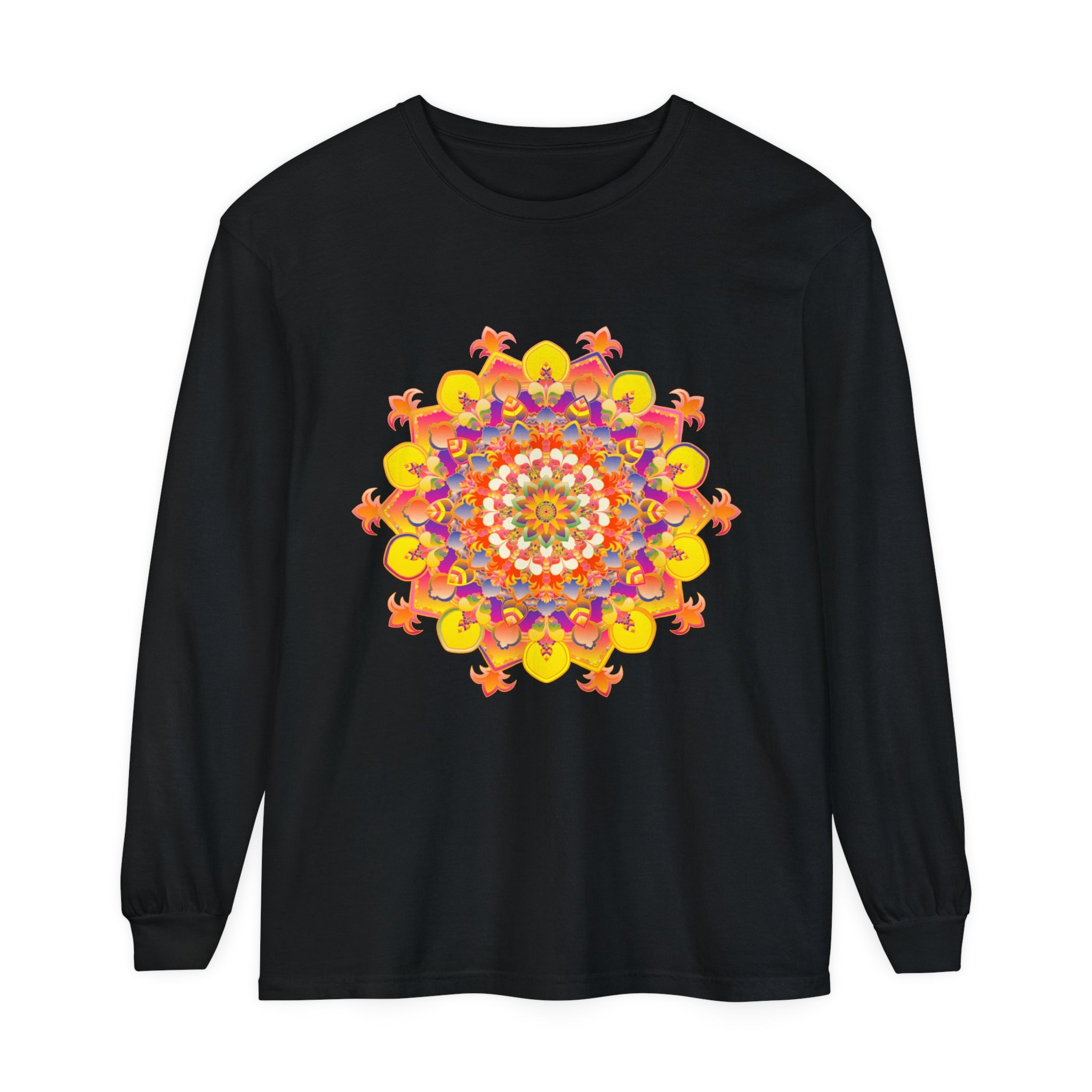 Colorful and intricate mandala design long sleeve unisex t-shirt