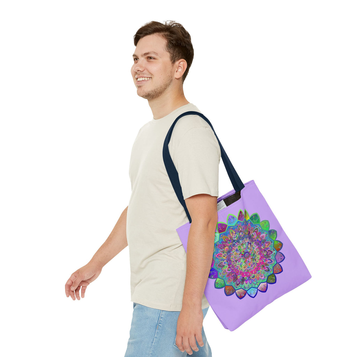 Sunburst Mandala Tote – Color Explosion on Canvas