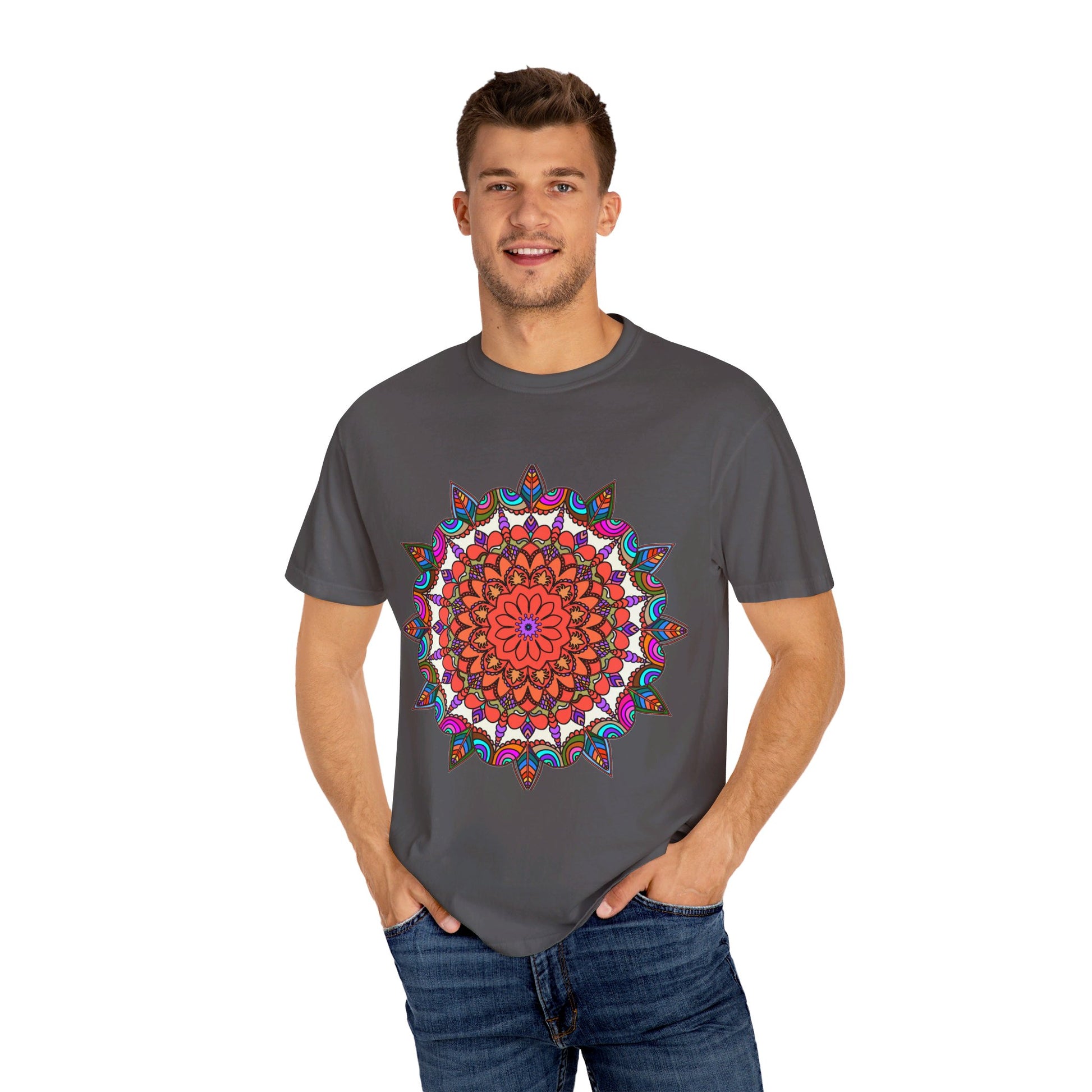 Eye-catching Mandala Design T-Shirt made from 100% Ring-Spun Cotton