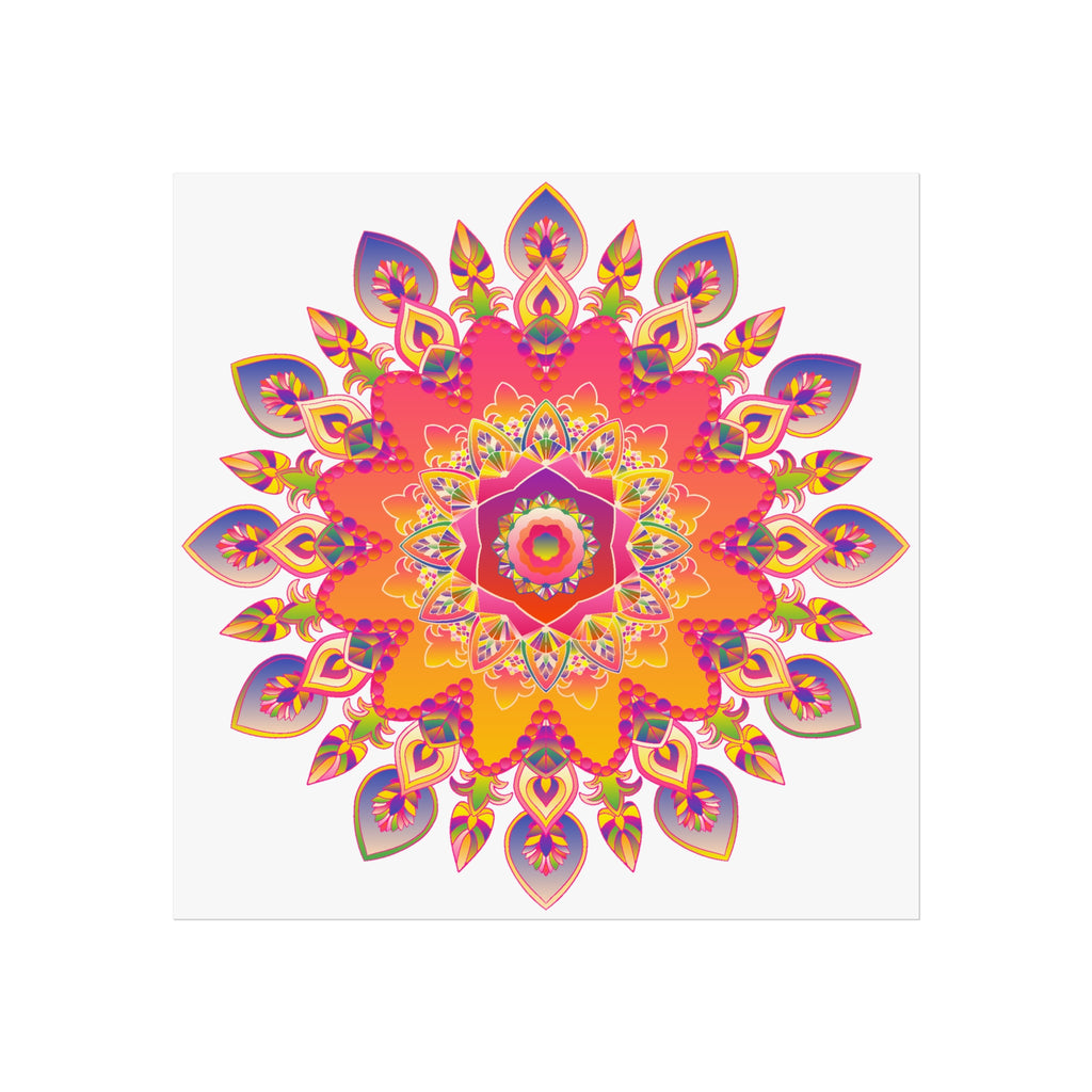 Vibrant Floral Mandala Fine Art Poster — Boho Wall Decor for Living Room & Meditation