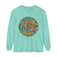 Colorful and intricate mandala design on a unisex long sleeve t-shirt