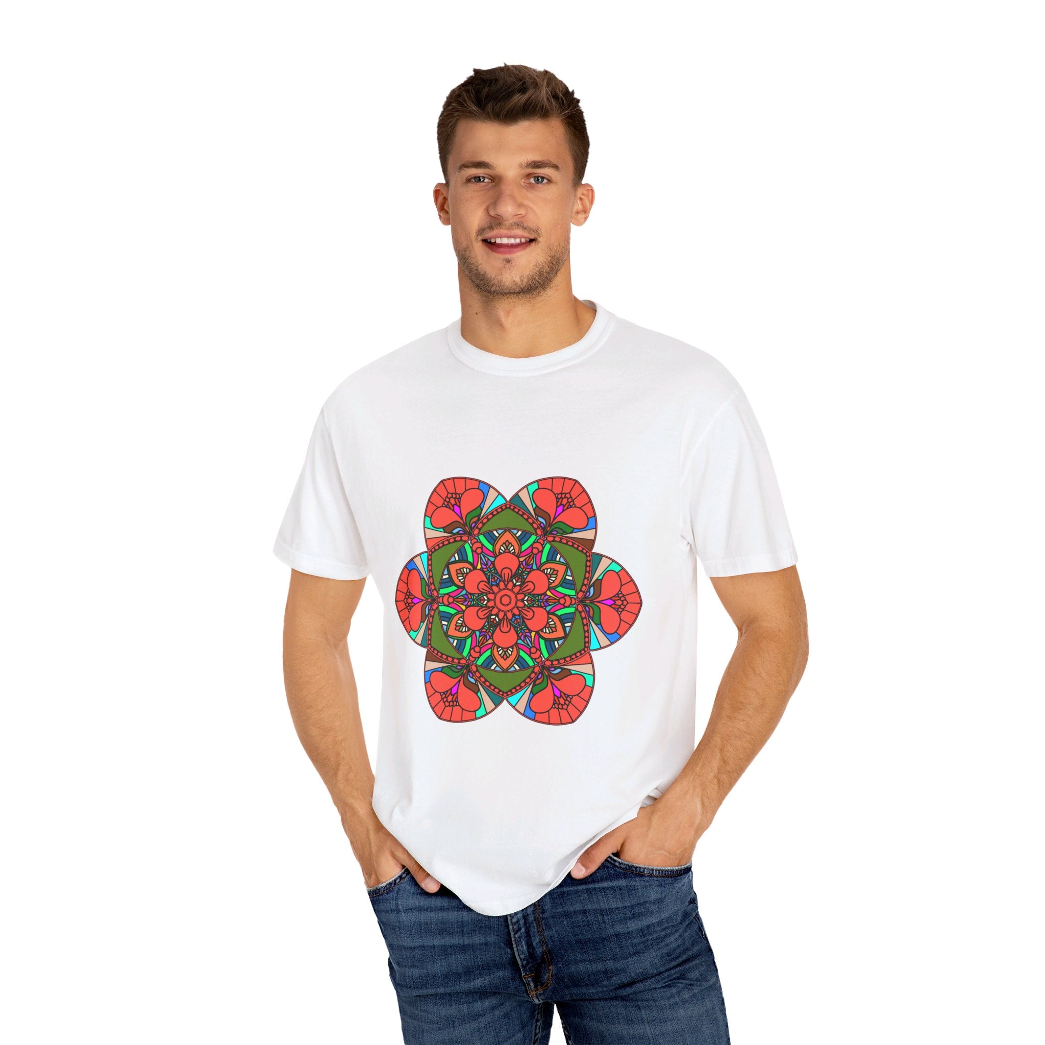 100% Cotton T-Shirt with hand-drawn Mandala Design