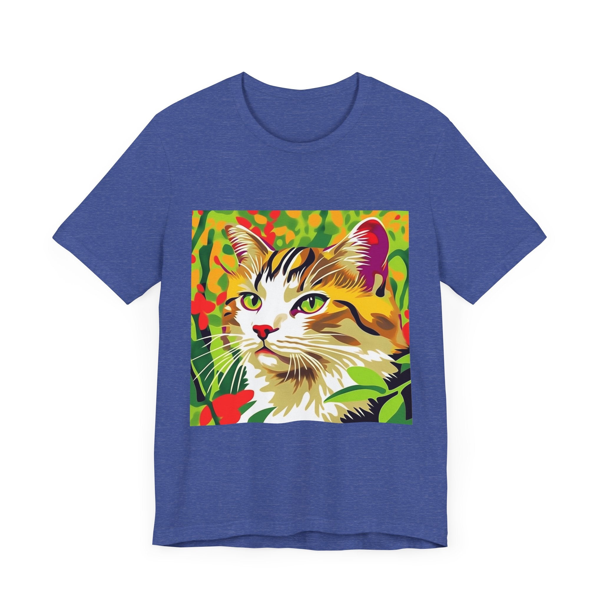 Colorful animal design t-shirt featuring a lively Savana cat print