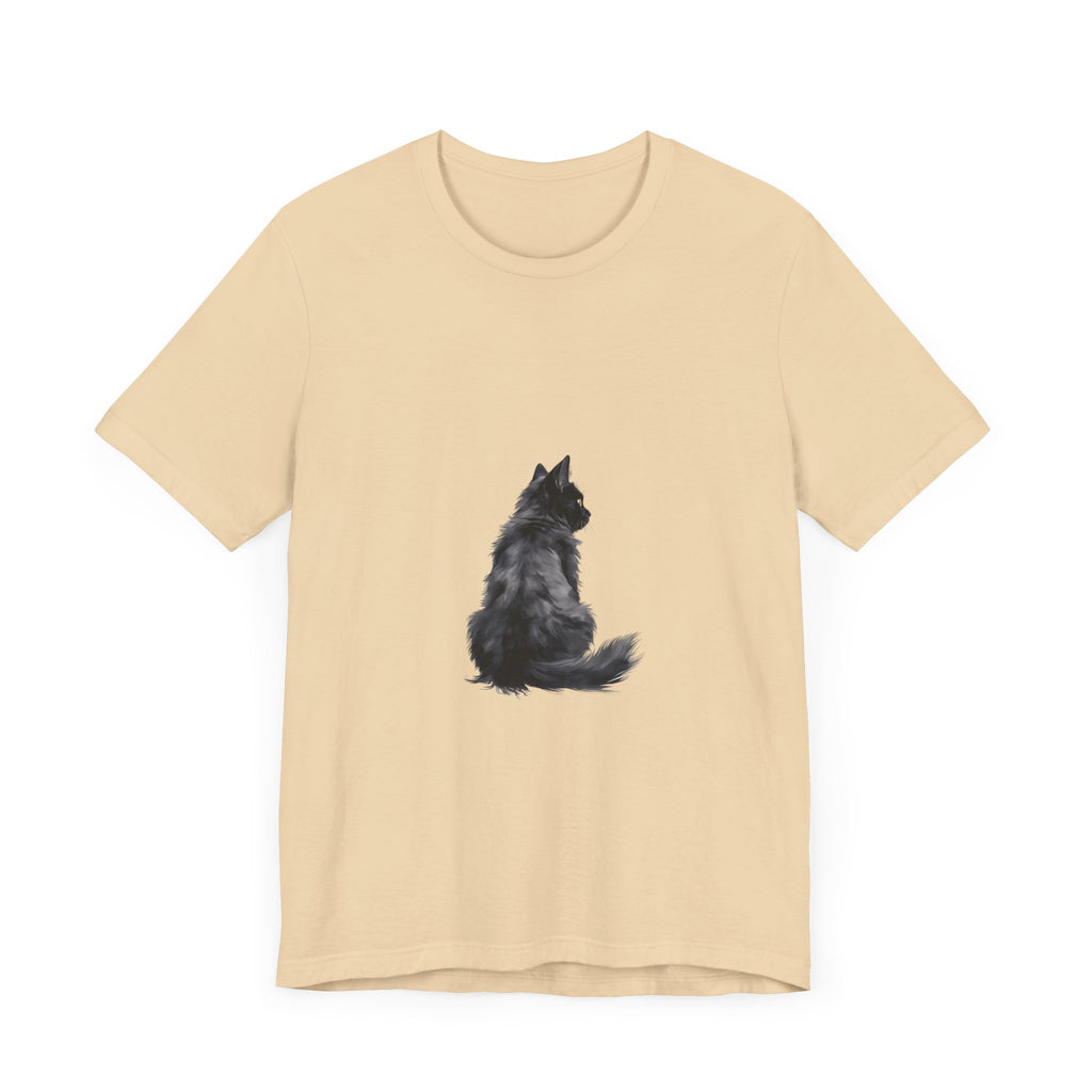 Soft and comfortable black tee featuring a stylish silhouette of a cat, perfect for cat lovers and anyone looking for a cozy and fashionable t-shirt