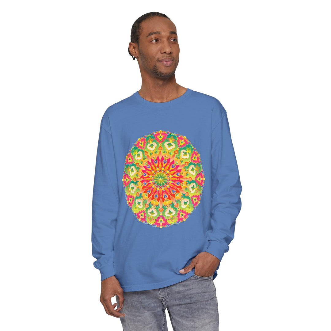 Intricate Mandala Long Sleeve T-Shirt - Vibrant Art designed with intricate and colorful mandala patterns