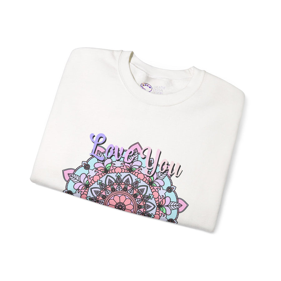 Mandala Sweatshirt for Mom with Heartfelt Design in Soft Hues