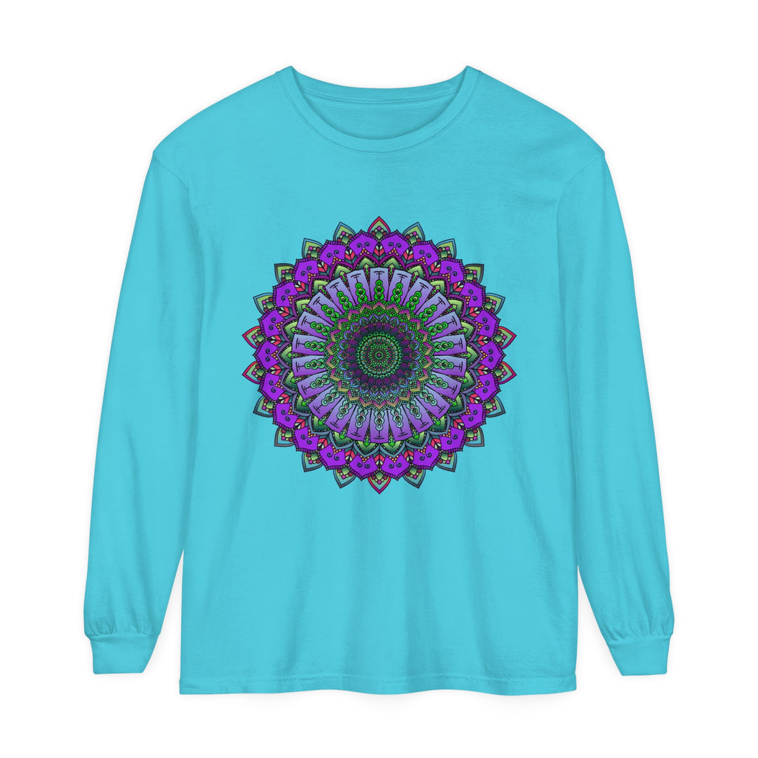 Intricate Mandala Unisex Long Sleeve T-Shirt with detailed geometric design