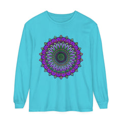 Intricate Mandala Unisex Long Sleeve T-Shirt with detailed geometric design