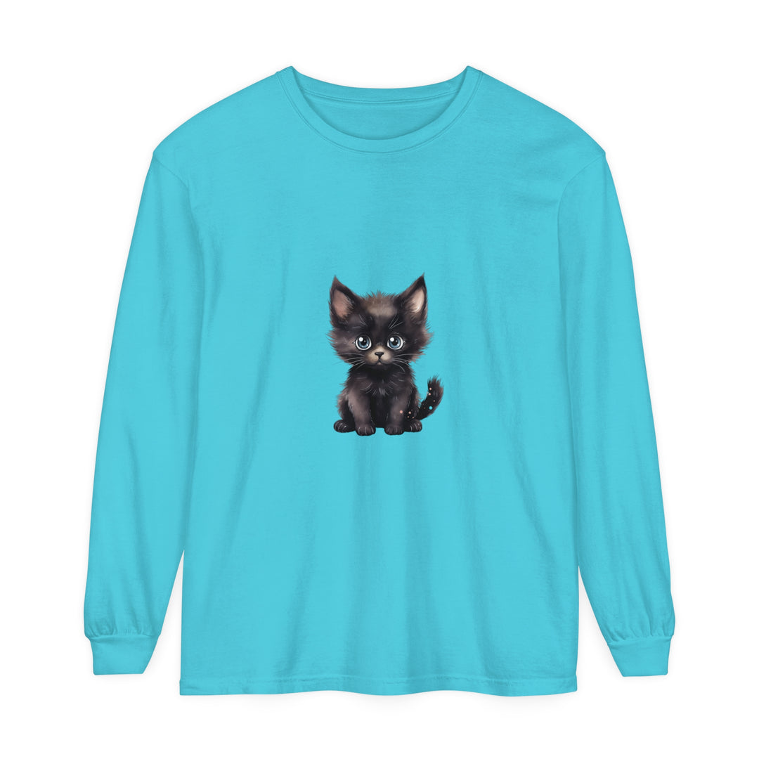 Cute Kitten with Blue Eyes Long Sleeve T-Shirt Alt Text 7