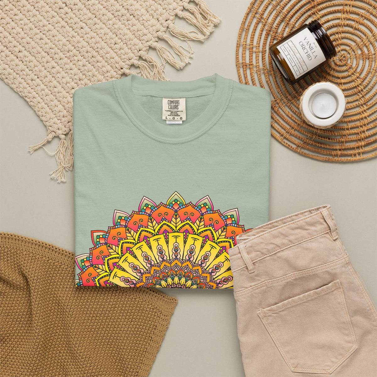 Sunburst Mandala T-Shirt — Vibrant Floral Boho Graphic Tee