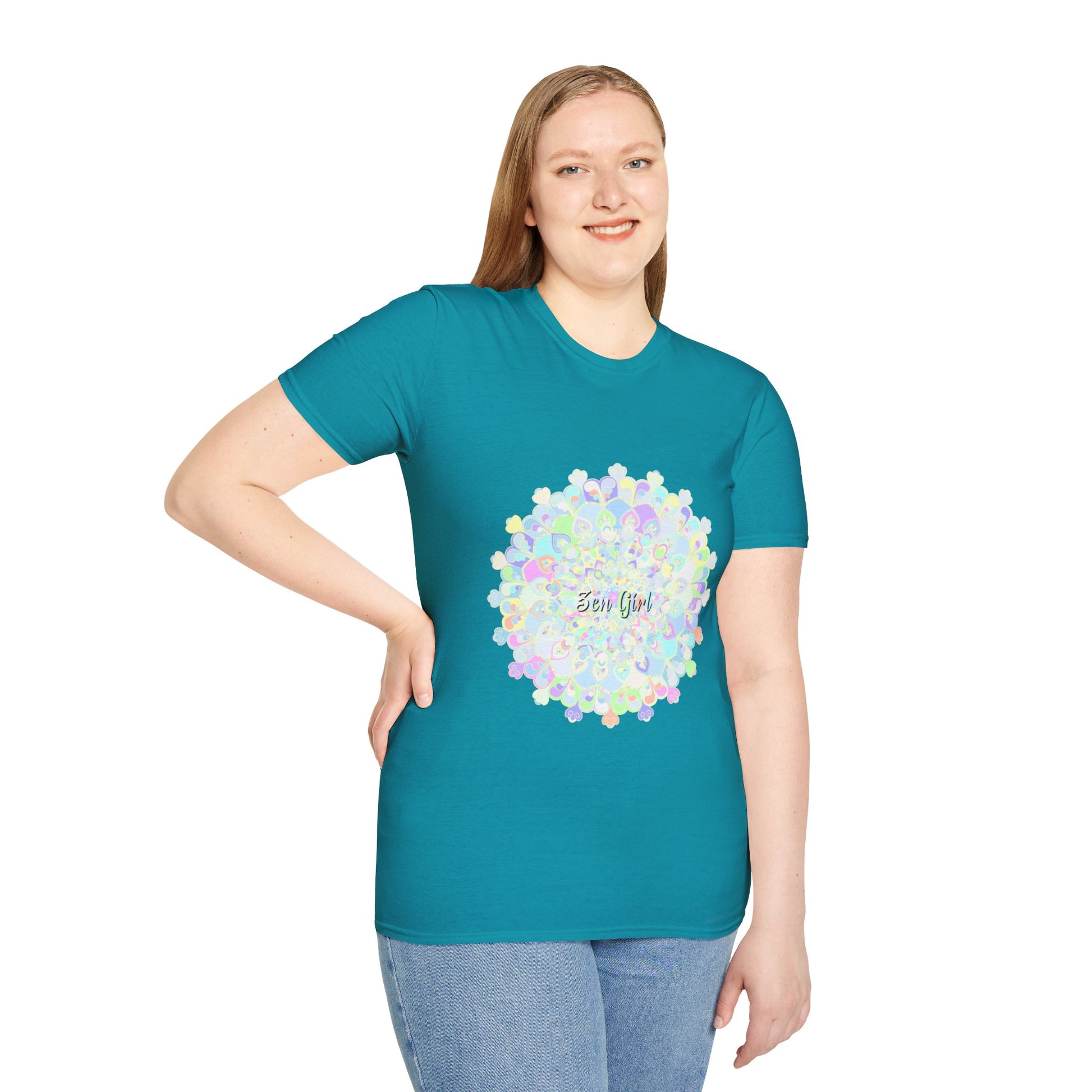 Colorful Mandala T-shirt with intricate and unique design for men and women, perfect for adding a touch of bohemian style to your wardrobe