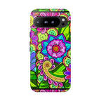Floral Fantasy iPhone and Google Pixel Case in Bright Green Palette