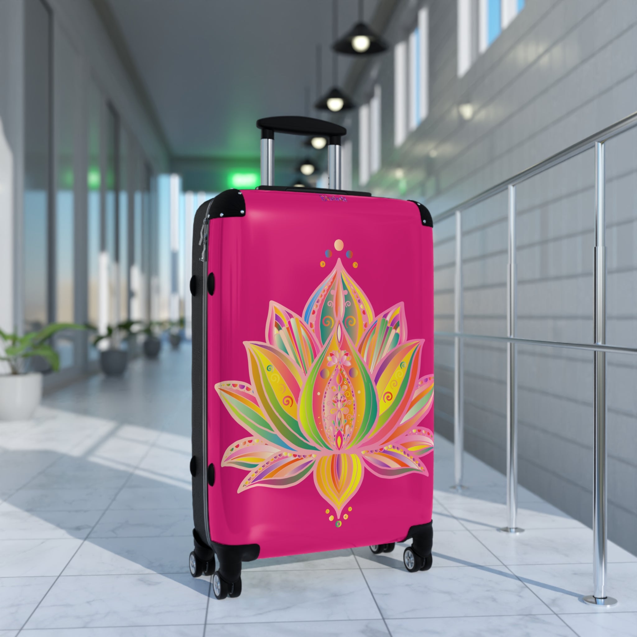 Pink Lotus Suitcase – Vibrant Floral Carry-On Luggage
