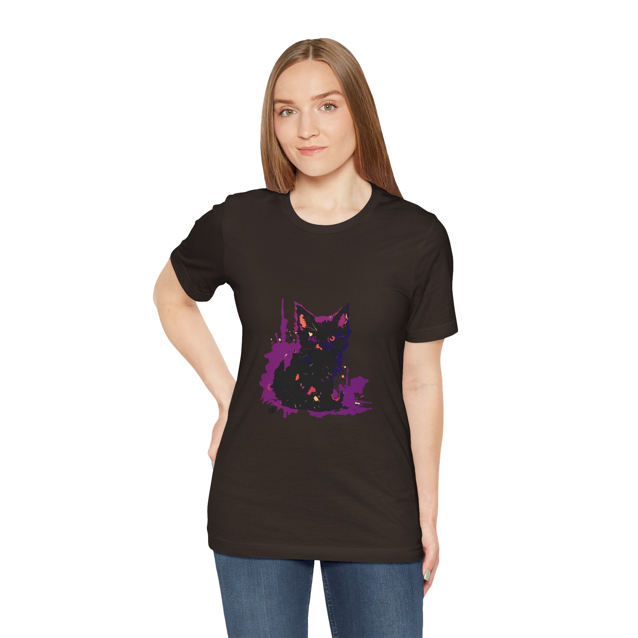 Black Cat Mystery - Purple Paint Splatter T-Shirt