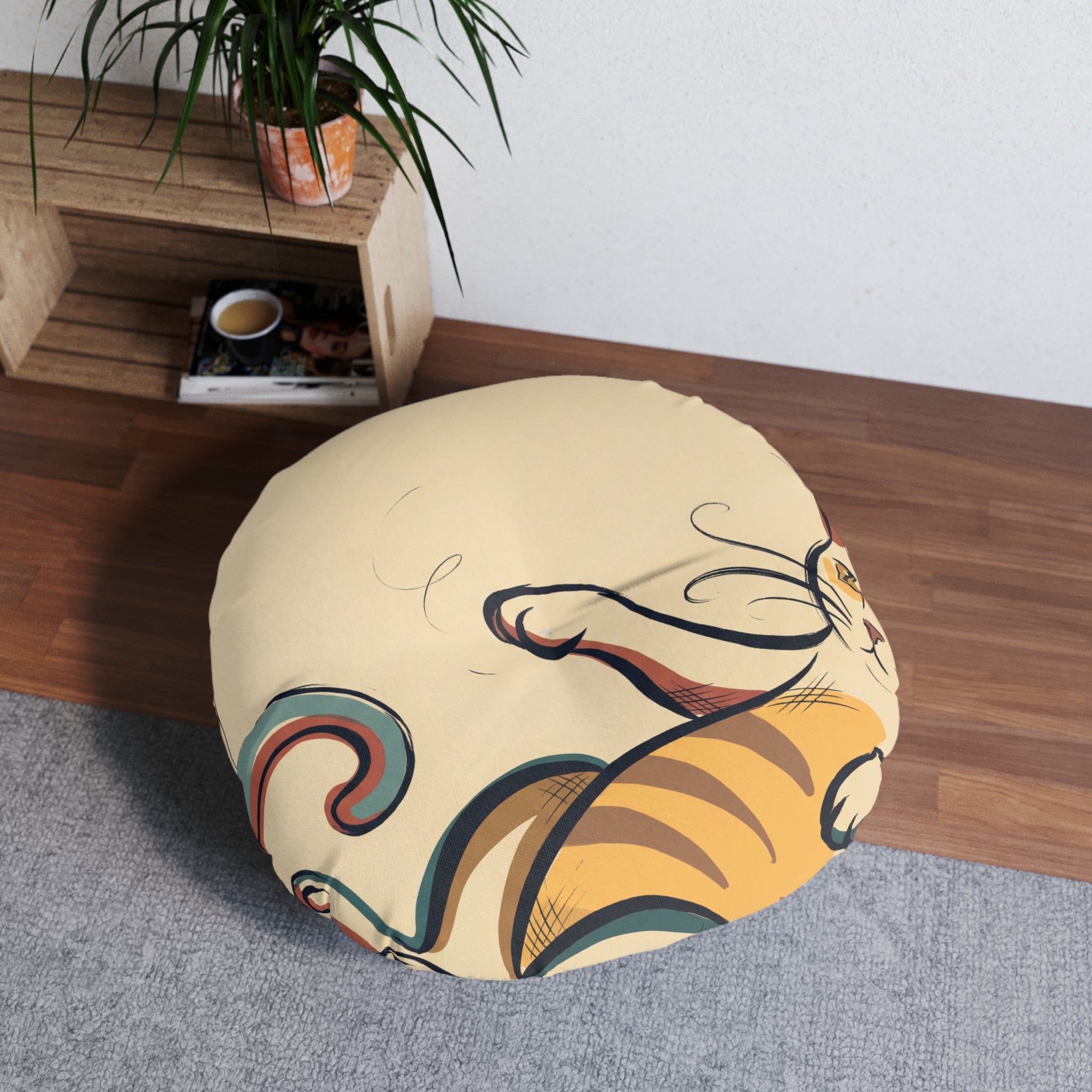 Dark Academia Cozy Cat Floor Pillow