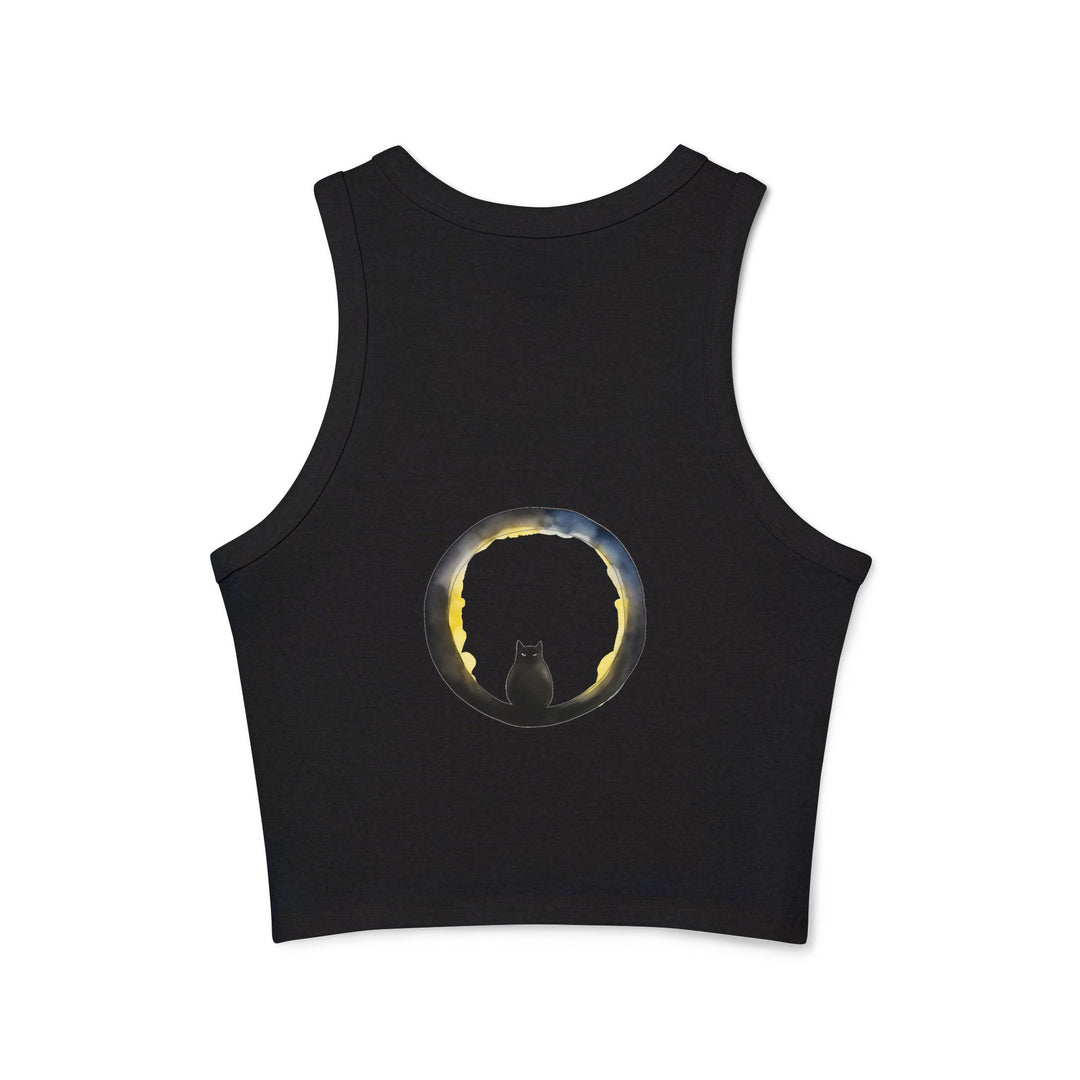 Black Cat Moon Racerback Tank Top in a comfortable sleeveless design