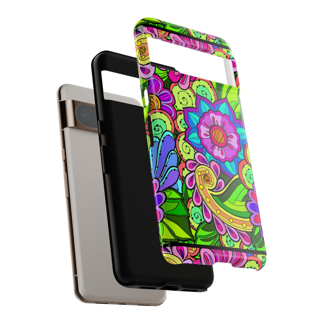 Floral Fantasy iPhone and Google Pixel Case in Bright Green Palette