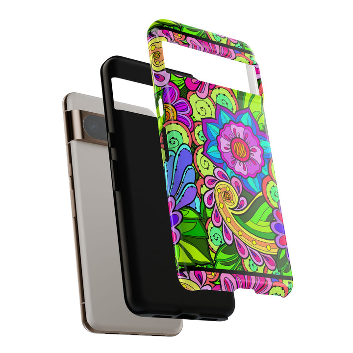 Floral Fantasy iPhone and Google Pixel Case in Bright Green Palette