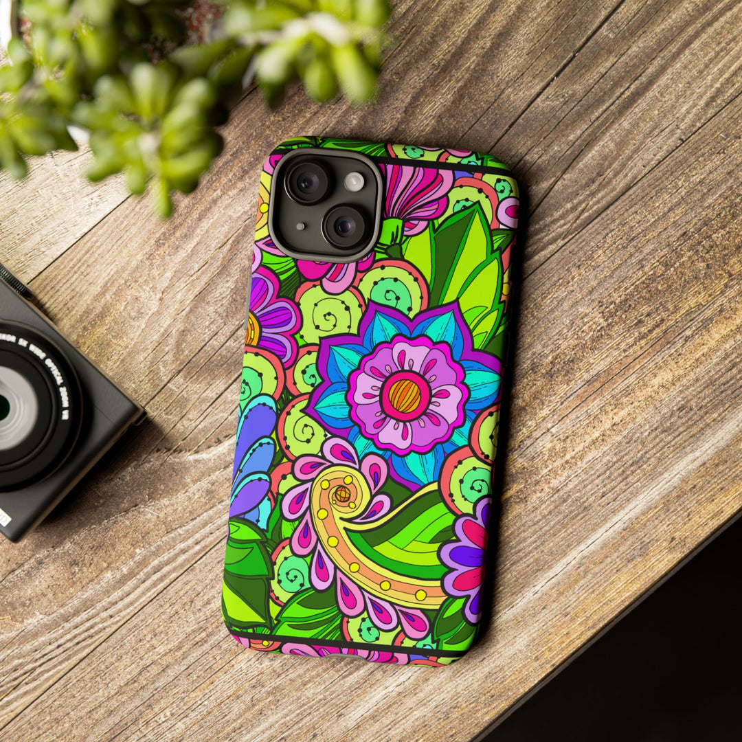 Floral Fantasy iPhone and Google Pixel Case in Bright Green Palette