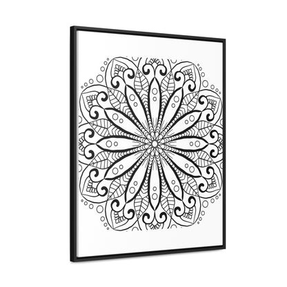 Vertical frame mandala art featuring intricate handmade design