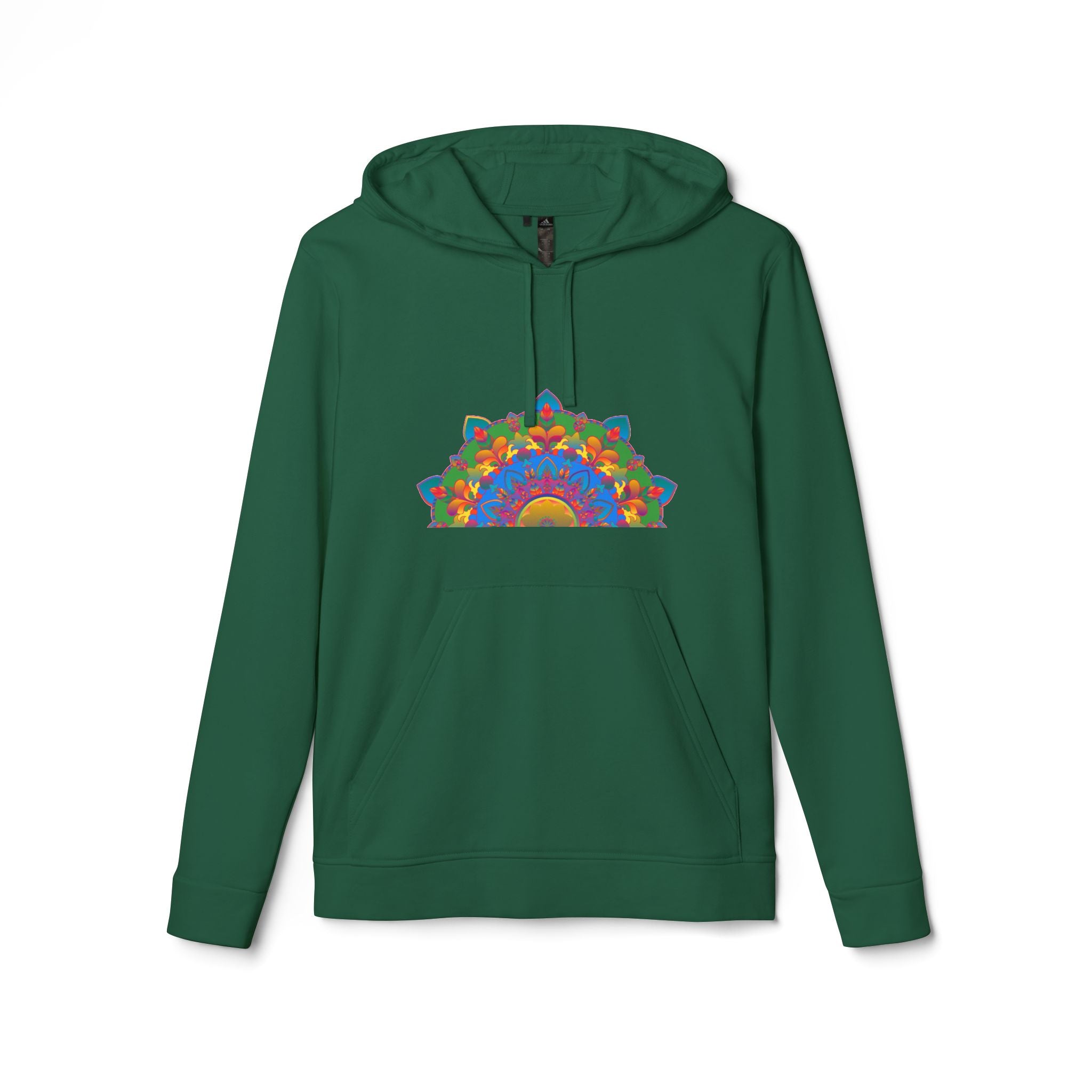 A close-up image of the Blululi Mandala Fleece Hoodie, showcasing its intricate mandala design and cozy fleece material