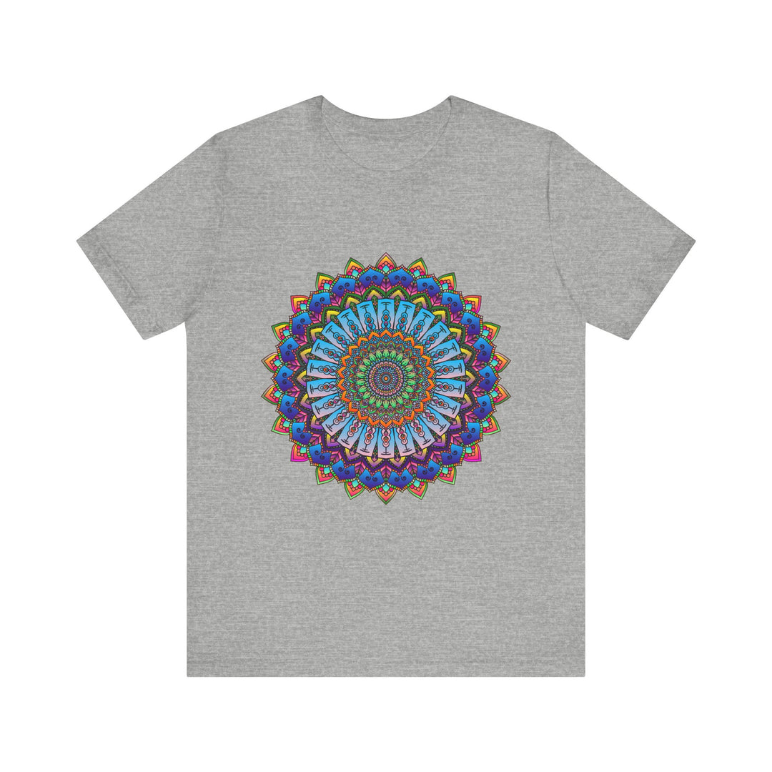 Colorful and intricate design of the Vibrant Mandala Tee with a vibrant and eye-catching mandala pattern on a soft and comfortable t-shirt