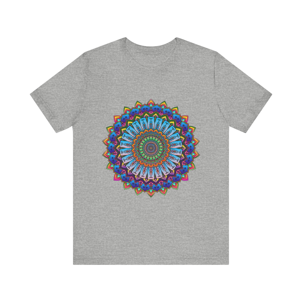 Colorful and intricate design of the Vibrant Mandala Tee with a vibrant and eye-catching mandala pattern on a soft and comfortable t-shirt