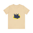 A black cat mystery street art t-shirt featuring a striking design