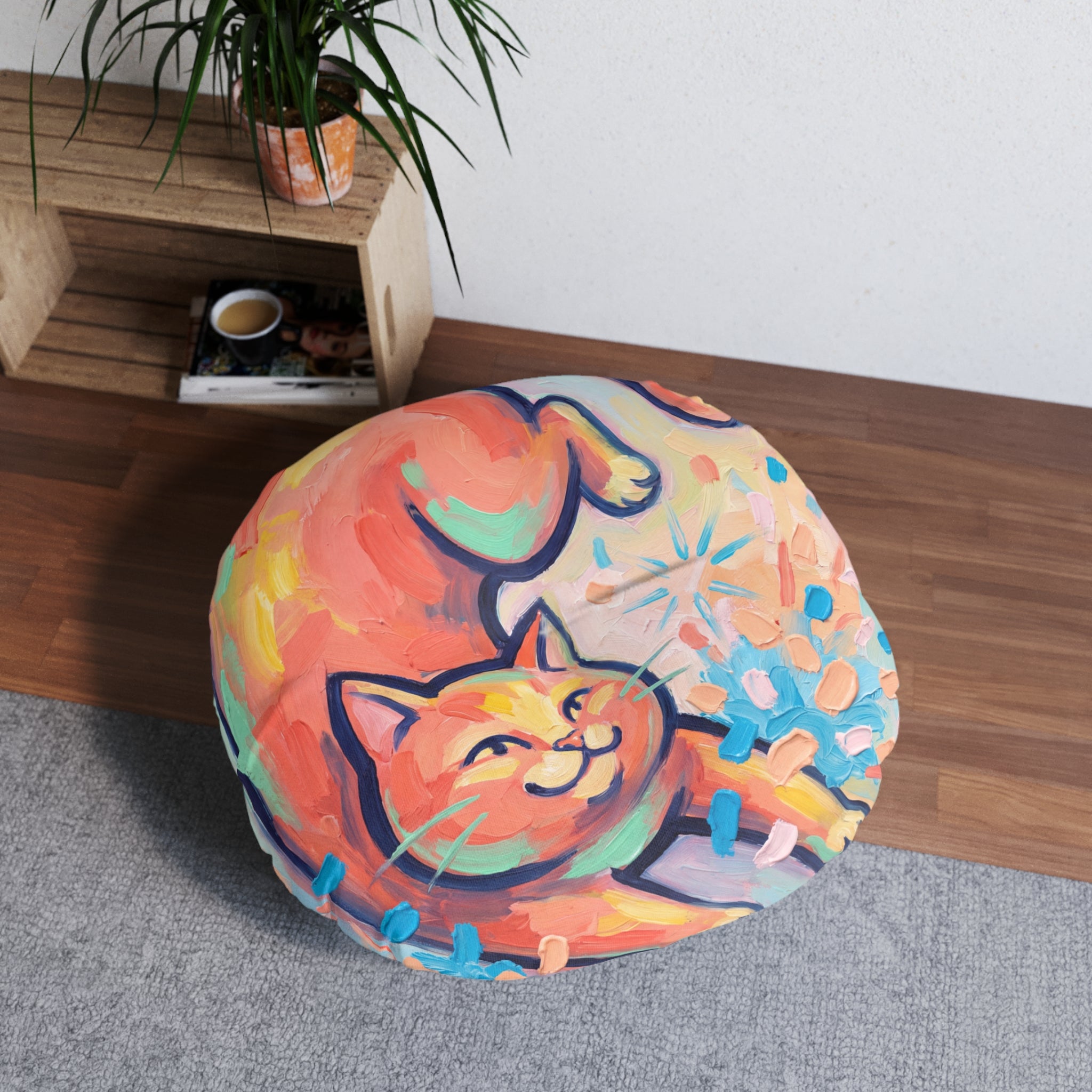 Confetti Cat Cozy Floor Pillow